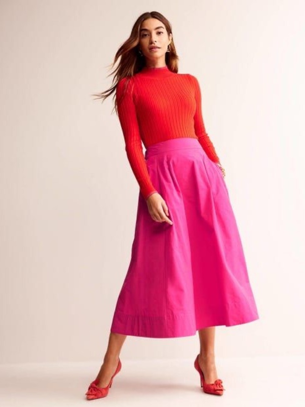 Boden Pink Tafetta A line skirt